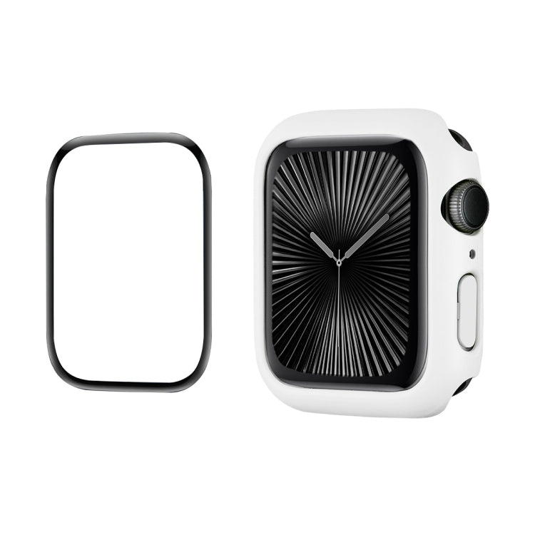 For Apple Watch Series 10 42mm ENKAY Hat-Prince 2 in 1 Solid Color PC Watch Case with Full Coverage PMMA Soft Film(White)