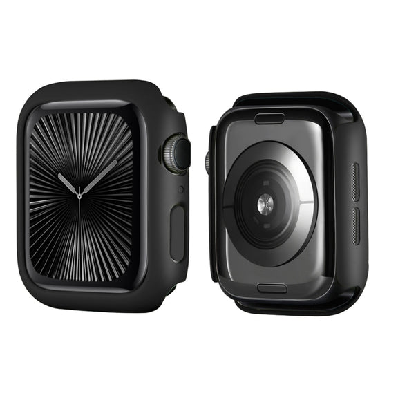 For Apple Watch Series 10 42mm ENKAY Hat-Prince 2 in 1 Solid Color PC Watch Case with Full Coverage PMMA Soft Film(Black)