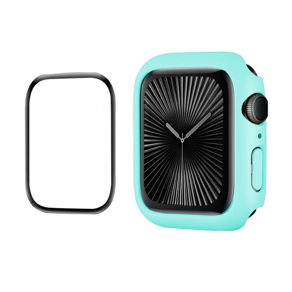 For Apple Watch Series 10 42mm ENKAY Hat-Prince 2 in 1 Solid Color PC Watch Case with Full Coverage PMMA Soft Film(Light Blue)