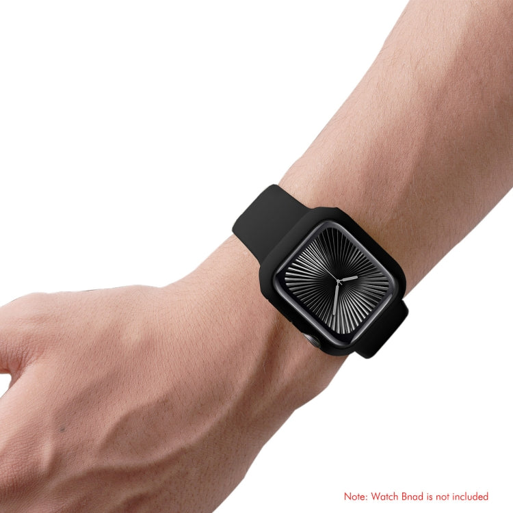 For Apple Watch Series 10 42mm ENKAY Hat-Prince 2 in 1 Solid Color PC Watch Case with Full Coverage PMMA Soft Film(Black)