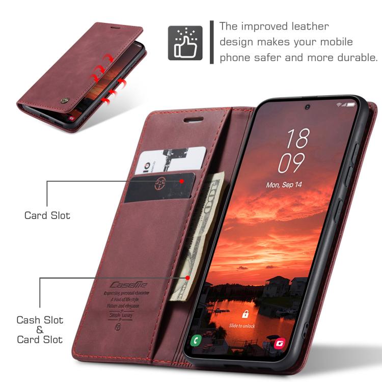 For Samsung Galaxy S25 5G CaseMe 013 Multifunctional Horizontal Flip Leather Phone Case(Red)