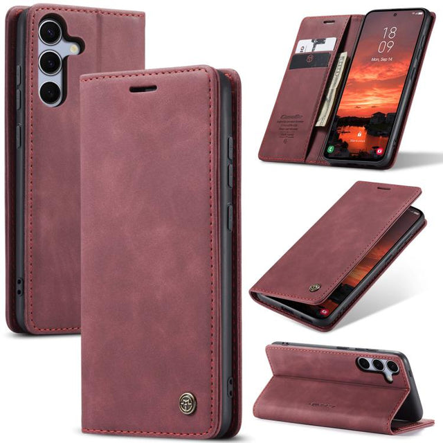For Samsung Galaxy S25 5G CaseMe 013 Multifunctional Horizontal Flip Leather Phone Case(Red)