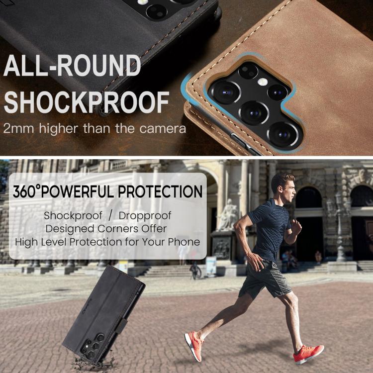 For Samsung Galaxy S25 Ultra 5G CaseMe 013 Multifunctional Horizontal Flip Leather Phone Case(Black)
