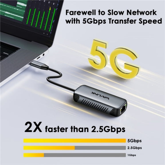 WAVLINK NWU340G 5Gbps Wired Network Converter USB-C to RJ45 Gigabit Ethernet Adapter