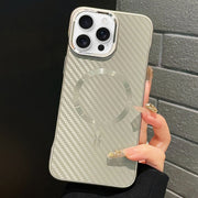 For iPhone 16 Pro AG Carbon Fiber Frameless MagSafe Phone Case(Grey)