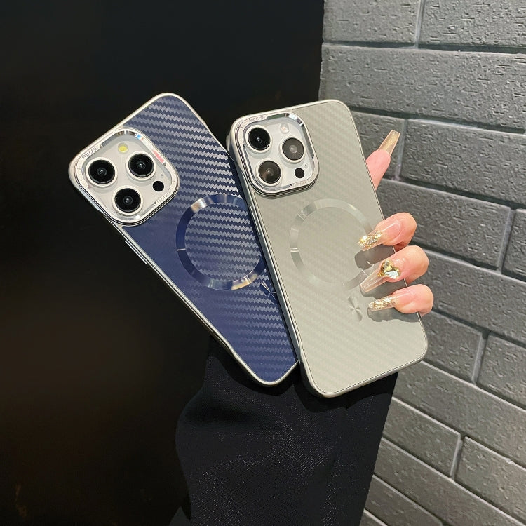 For iPhone 13 AG Carbon Fiber Frameless MagSafe Phone Case(Blue)