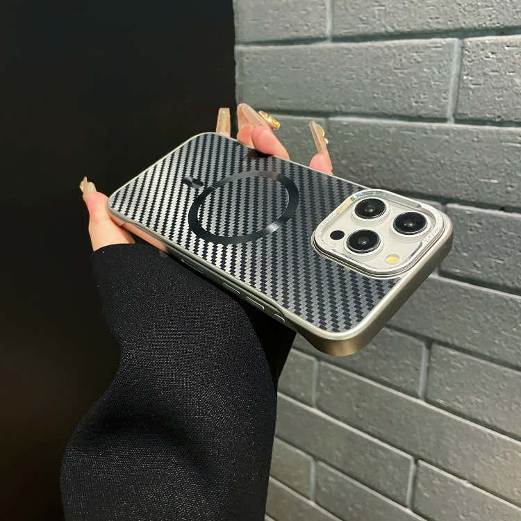 For iPhone 12 Pro Max AG Carbon Fiber Frameless MagSafe Phone Case(Grey)