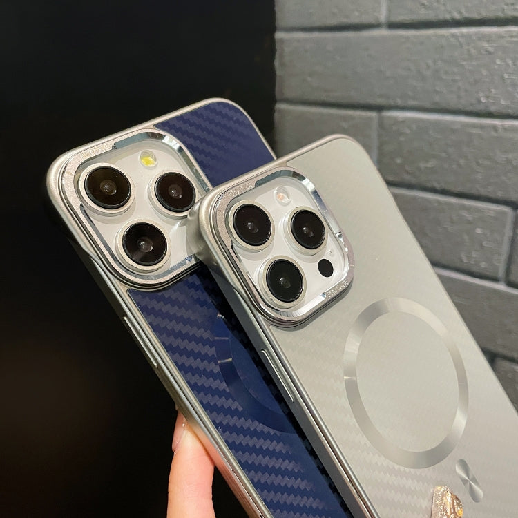 For iPhone 16 Plus AG Carbon Fiber Frameless MagSafe Phone Case(Black)