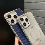 For iPhone 13 AG Carbon Fiber Frameless MagSafe Phone Case(Black)