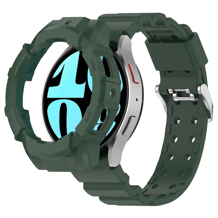 For Samsung Galaxy Watch 7 40mm Armor Silicone Watch Band with Watch Case Set(Green)