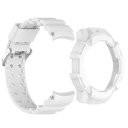 For Samsung Galaxy Watch 7 44mm Armor Silicone Watch Band with Watch Case Set(White)