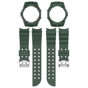 For Samsung Galaxy Watch 7 44mm Armor Silicone Watch Band with Watch Case Set(Green)