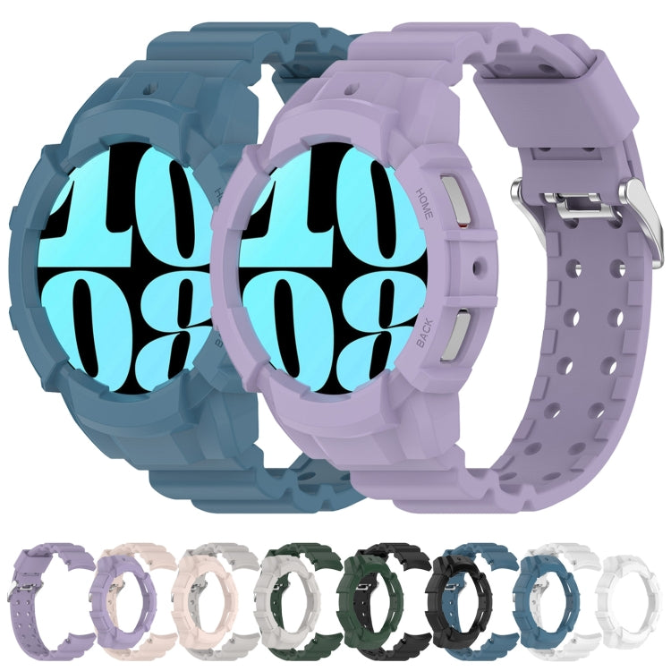 For Samsung Galaxy Watch 7 40mm Armor Silicone Watch Band with Watch Case Set(White)