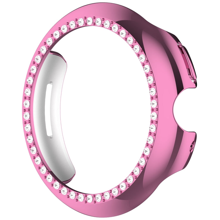 For Google Pixel Watch Diamond Electroplated PC Half Coverage Watch Protective Case(Pink)