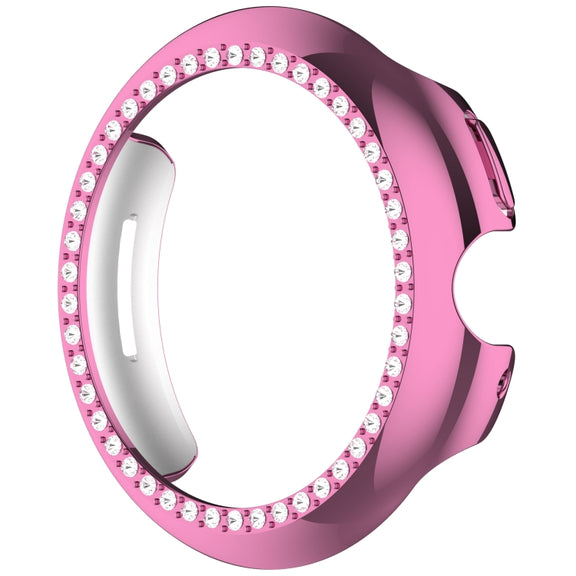 For Google Pixel Watch Diamond Electroplated PC Half Coverage Watch Protective Case(Pink)