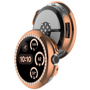 For Google Pixel Watch Diamond Electroplated PC Half Coverage Watch Protective Case(Rose Gold)