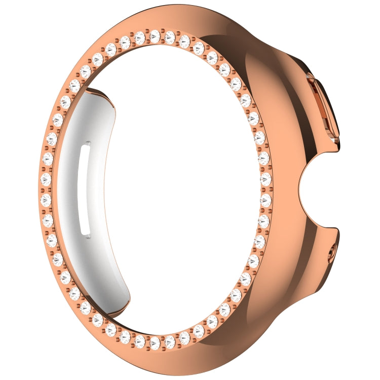 For Google Pixel Watch Diamond Electroplated PC Half Coverage Watch Protective Case(Rose Gold)
