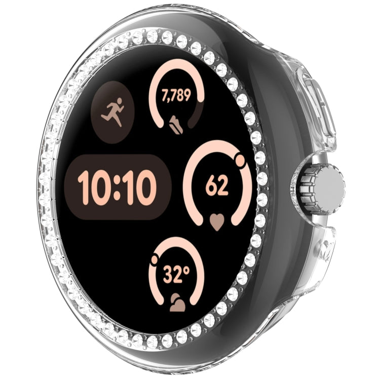 For Google Pixel Watch Diamond Electroplated PC Half Coverage Watch Protective Case(Transparent Color)