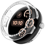 For Google Pixel Watch Diamond Electroplated PC Half Coverage Watch Protective Case(Transparent Color)