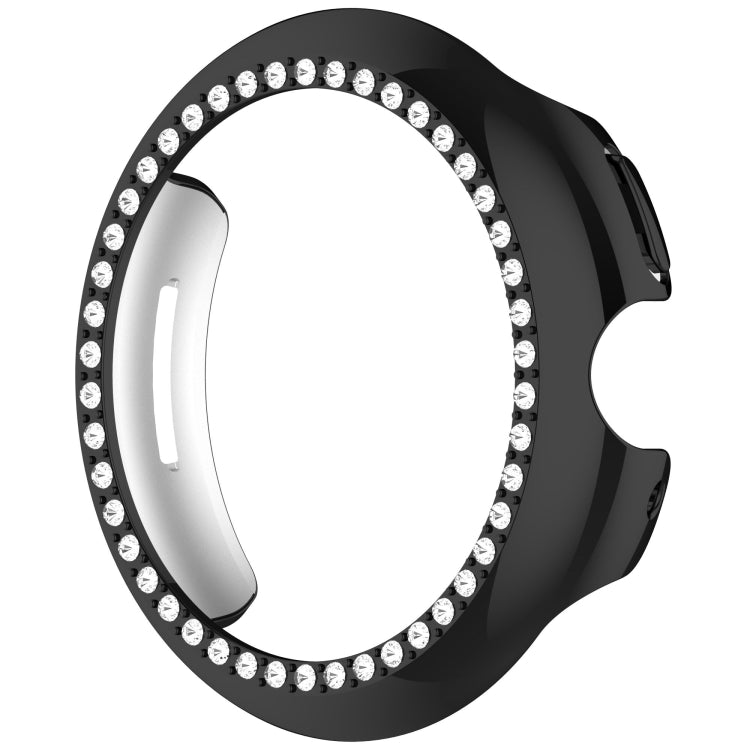 For Google Pixel Watch 3 45mm Diamond Electroplated PC Half Coverage Watch Protective Case(Black)
