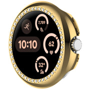 For Google Pixel Watch 3 45mm Diamond Electroplated PC Half Coverage Watch Protective Case(Gold)