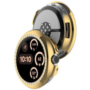 For Google Pixel Watch 3 45mm Diamond Electroplated PC Half Coverage Watch Protective Case(Gold)