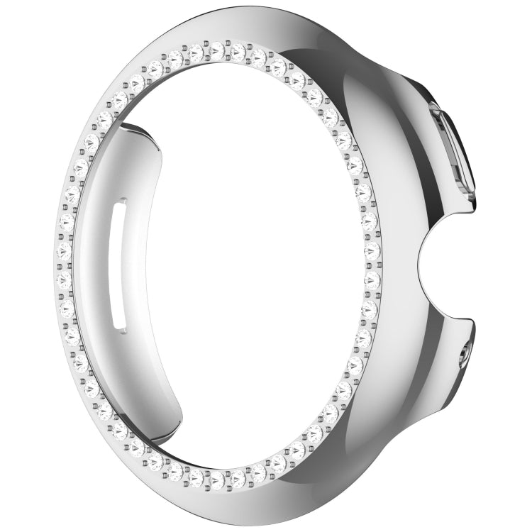 For Google Pixel Watch 3 45mm Diamond Electroplated PC Half Coverage Watch Protective Case(Silver)