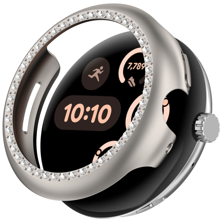 For Google Pixel Watch 3 45mm Diamond Electroplated PC Half Coverage Watch Protective Case(Starlight)