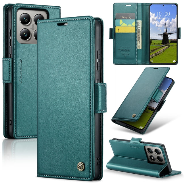 For Xiaomi 14T Pro CaseMe 023 Butterfly Buckle Litchi Texture RFID Anti-theft Leather Phone Case(Green)
