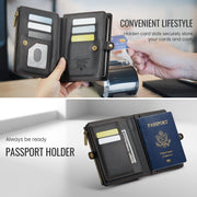 CaseMe-Me60 Multi-functional Anti-theft Swipe Passport Wallet(Black)