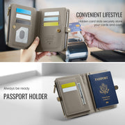 CaseMe-Me60 Multi-functional Anti-theft Swipe Passport Wallet(Grey)