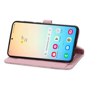 For Samsung Galaxy S25+ 5G Embossed Flower Zipper Leather Phone Case(Pink)