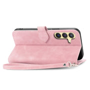 For Samsung Galaxy S25+ 5G Embossed Flower Zipper Leather Phone Case(Pink)