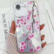 For iPhone 16e Electroplating Flowers Plants Texture TPU Phone Case(Plum Flower FL6)