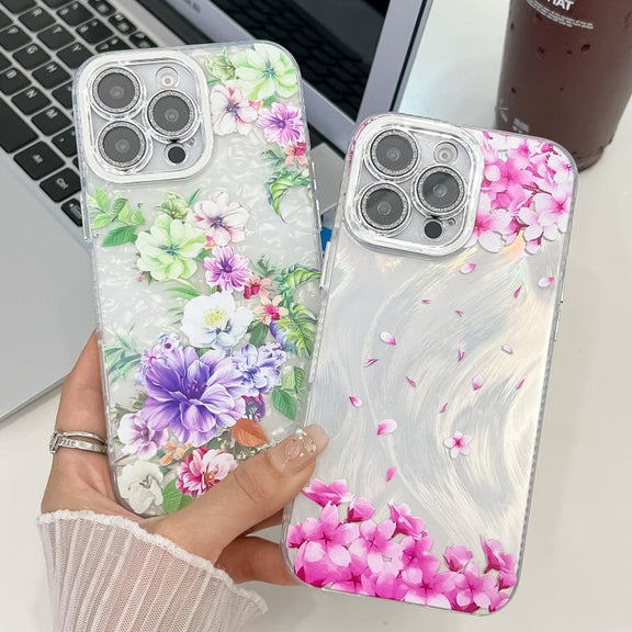 For iPhone 16e Electroplating Flowers Plants Texture TPU Phone Case(Wildflower FL2)