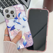 For iPhone 16e Electroplating Flowers Plants Texture TPU Phone Case(Carnation FL7)