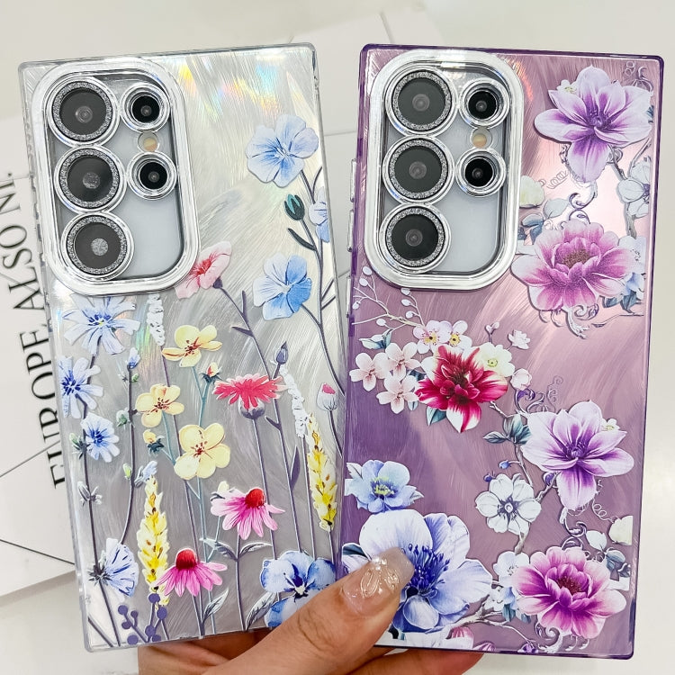 For Samsung Galaxy S25+ 5G Electroplating Flowers Plants Texture TPU Phone Case(Sketch Lily FL9)