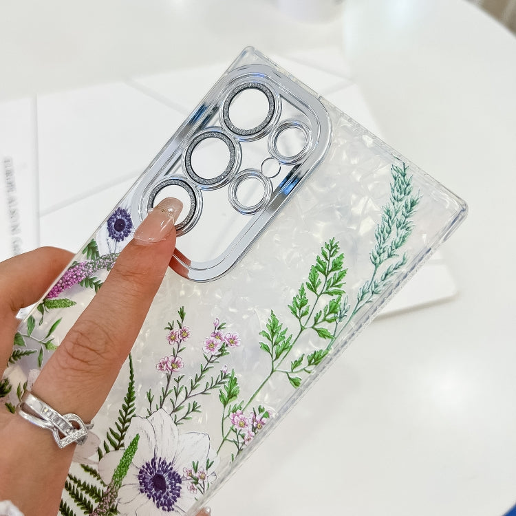 For Samsung Galaxy S25 5G Electroplating Flowers Plants Texture TPU Phone Case(Wildflower FL2)