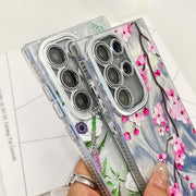 For Samsung Galaxy S25 Ultra 5G Electroplating Flowers Plants Texture TPU Phone Case(Sakura FL12)