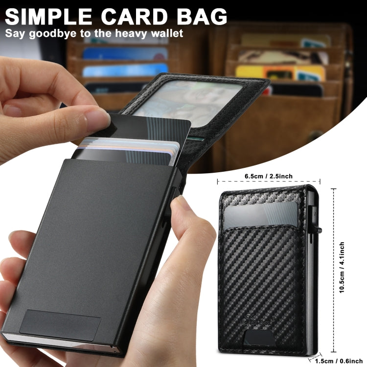 For iPhone 16 Suteni H19 Carbon Fiber Grain 2-in-1 MagSafe Removable Card Box Back Phone Case(Black)