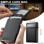 For iPhone 16 Suteni H19 Carbon Fiber Grain 2-in-1 MagSafe Removable Card Box Back Phone Case(Black)