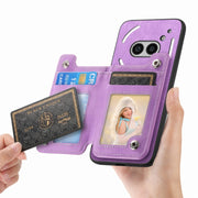 For Nothing CMF Phone 1 Retro MagSafe Zipper Wallet Card Bag Back Phone Case(Purple)