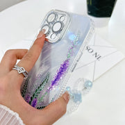 For iPhone 16e Electroplating Flowers Plants Texture Wristband TPU Phone Case(Colorful Peony FL10)