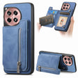 For OnePlus Ace 3 5G / 12R 5G Retro MagSafe Zipper Wallet Card Bag Back Phone Case(Blue) - OnePlus Cases by PMC TechLife | Online Shopping South Africa | PMC TechLife | Buy Now Pay Later Mobicred