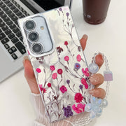 For Samsung Galaxy S25 5G Electroplating Flowers Plants Texture Wristband TPU Phone Case(Carnation FL7)