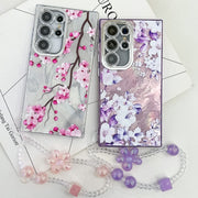 For Samsung Galaxy S25+ 5G Electroplating Flowers Plants Texture Wristband TPU Phone Case(Peony FL14)