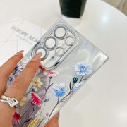 For Samsung Galaxy S25+ 5G Electroplating Flowers Plants Texture Wristband TPU Phone Case(Plum Flower FL6)
