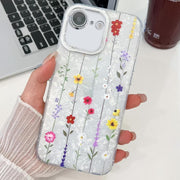 For iPhone 16e Electroplating Flower Texture TPU Phone Case(Yellow Wildflower SH6)