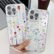 For iPhone 16e Electroplating Flower Texture TPU Phone Case(Red Plum Blossom SH2)