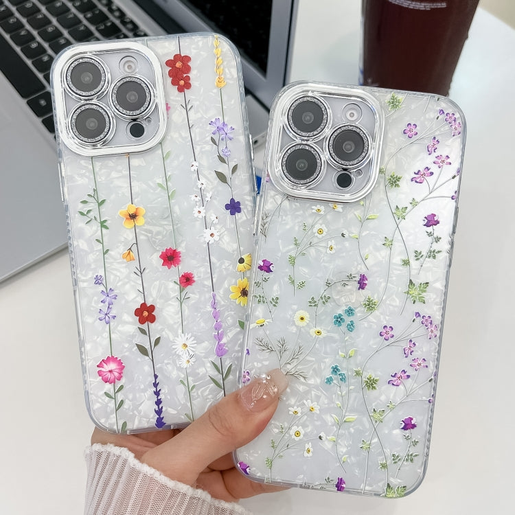 For iPhone 16e Electroplating Flower Texture TPU Phone Case(Red Plum Blossom SH2)